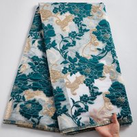 Beliebtes Design Afrikanischer Jacquard-Spitzenstoff Vergoldeter französischer Spitzenstoff Nigerianischer Brokat-Spitzenstoff für Hochzeitskleid S2394
