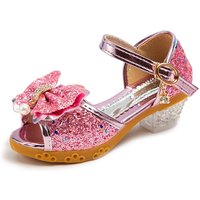 Chaussures pour enfants 2023 nouveau automne décontracté paillettes nœud papillon enfants chaussures à talons hauts filles mode princesse danse fête sandales