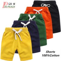 DE PEACH Unisex Summer Cotton Baby Boys Shorts Pants Teenager Kids Boys Girls Solid Casual Shorts For 1-12Years Children Clothes