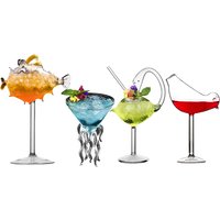 Creative Cocktail Glass - Porcupine Fish/Swan/Rose/Octopus/Bird Design Cocktail Glass, Novelty Drink Cup for KTV Bar Night Party