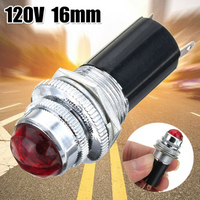16mm 5/8" Car Tuning Red 120V AC DC LED Signal Indicator Pilot Light Bulb Lamp Hot Rod Exterior Parts Universal Car Accessories
