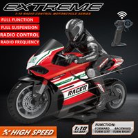 1:10 Large Scale Remote Control Motorcycle 25KM/H Stunt Drift TPR Soft Rubber Anti-fall Wheel Powerful Motor RC Motorcycle Car