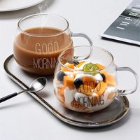 Brief Transparent Glas Tasse Kreative Kaffee Tee Getränke Dessert Frühstück Milch Tasse Glas Tassen Griff Drink Paar Geschenke