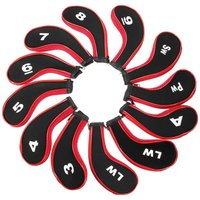 12Pcs/set Golf Clubs Iron Head Covers Headcovers with Zipper Long Neck
