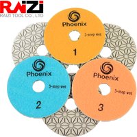 Raizi 4inch/100mm Premium 3 Step Polishing Pads For Granite Marble Stone Grit 1-3 Diamond Polishing Pad Sanding Disc Polish Tool