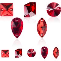 QIAO AAAAA Light Siam Crystal Glass Sewing Rhinestones Sew On Flatback Rhinestone Wedding Dress Accessories DIY Garment Making