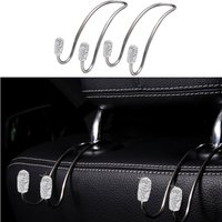 Multi-functional Metal Car Seat Headrest Hanger Bag Bling Diamond Crystal Seat Hook Holder for Bag Purse Cloth Grocery Storage