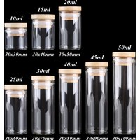 5pcs Dia 30mm 10-50ml Glass Bottles Glass Jars with bamboo caps Potion bottles Spice Jars Wishing bottles for Art Craft