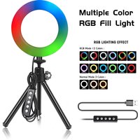 6inch RGB LED Video Ring Light Selfie Ring Lamp 15 Colors 3 Model With Tripod Stand USB Plug For YouTube Live Makeup Photography