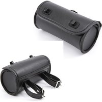 Motorcycle Fork Bag PU Leather Handlebar Tool Pouch Sissy Bar Roll Storage Bag with 2 Straps For Cruiser Sportster
