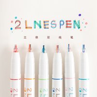 Novelty 2 Lines Pen 0.5mm Double Line Two Colors Marker Pen Art Drawing Cute School Supplies Korea Stationery Kawaii Pens Gifts