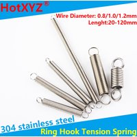 O Ring Hook Coil Cylindroid Helical Extension Pullback Tension Spring 304 Stainless Steel Wire Diameter 0.8mm 1.0mm 1.2mm