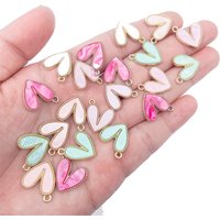 10Pcs/Set 18x15MM Multicolor Resin Cute Heart Charm For Jewelry Making Couple Pendant Wholesale Lots DIY Bracelet Accessories