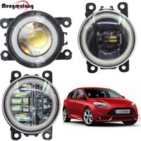 2 X Car Front Bumper Fog Light 4000LM LED Bulb Halo Ring Angel Eye Daytime Running Lamp 12V For Ford Focus MK2 MK3 2004-2015