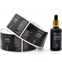 Customized Waterproof Face Cleaner Bottle Adhesive Stickers Black Packing Matte Printed Labels with Gold Foil and White