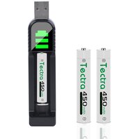 Ni-MH 1.2V 450mAh Rechargeable AAAA Battery & AAAA USB Charger for Surface Pen,Alarm Clocks,Flashlights,Bluetooth Speaker