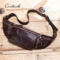 CONTACT'S Kuh Leder Männer Taille Tasche Neue Casual Kleine Fanny Pack Männliche Taille Pack Für Handy Und Kreditkarten Reise Brust Tasche