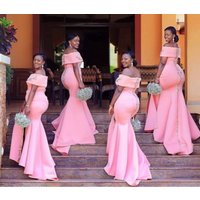 Pink Dress Bridesmaid D11 Mermaid Gives The Camera Of Silver Youth Shoulder Wedding Party