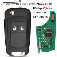 Jingyuqin G4-AM433TX 433Mhz ID46-PCF7941 clé à distance de voiture pour Opel/Vauxhall Corsa D 2007 + 2012 Meriva B 2010 + 2014 contrôle rabattable