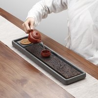 Basalt Tea Tray 60x15cm Detachable Natural Volcanic Stone Hand Carved Dragon Dry Brew Drain Kung Fu Tea Home Decor Festival Gift