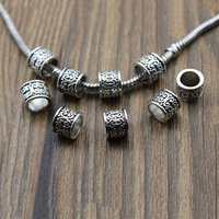 20pcs Metal Large Hole 6mm/Tibetan Silver Loose Spacer Beads Charms for Jewelry Bracelet Making Accessories DIY Handmade Craft