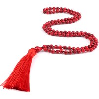 108 Mala Prayer Necklace 6mm Lucky Red Natural Stone Beaded Tassel Ethnic Necklace Women Men Meditation Yoga Spirit Jewelry Gift