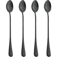 4Pcs Black Long Handle Tea Spoons Juice Stirring Cutlery Stainless Steel Coffee Spoon Drinking Flatware Kitchen Drop Shipping