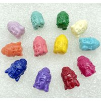 10pcs Synthetic Coral Engraving Buddha Pattern Punch Loose Beads For Jewelry Making DIY Necklace Bracelet Accessories gift