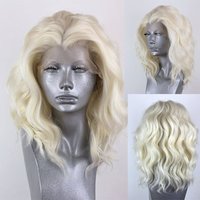 13x4 Synthetic Lace Wig 613 Blonde Short Bob Wavy Wigs Body Wave Lace Front Wigs for Women Natural Hairline Daily Cosplay Wigs