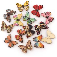 50pcs Butterfly wooden button mix color DIY button Fit Sewing And Scrapbooking Sewing Buttons For Craft DIY Mixed supply
