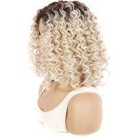 Jeedou Synthetic Short Curly Hair Wig Loose Deep Fluffy Hairstyle Dark Brown Blond Mix Color Wigs For Women