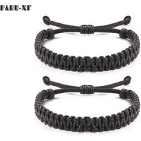 1PCS Handmade Braided Unisex Friendship Distance Matching BFF Paracord Rope Wax String Bracelet