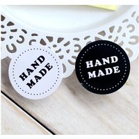 80PCS/lot Round Black and white HAND MADE Craft paper Sealing sticker/Vintage DIY Gifts posted/Baking Decoration label