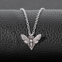 Vintage Gothic Skull Moth Layered Necklace for Women Simple Wiccan Death Moth Jewelry with Butterfly Insect Pendant Punk Style