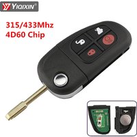 YIQIXIN 4 Button 315/433mhz 4D60 Chip Car Remote Key For Jaguar S X Type XJ XJR XJ8 XK XF 2002-2008 1999-2009