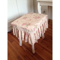 floral pattern makeup stool cover ruffled frill flower printed piano bench cover