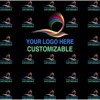 Photography Background Step and Repeat Customized Birthday Party Black Logo Backdrops Photo Photozone Wallpaper Vinyl 8x8ft