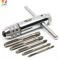 Adjustable Silver T-Handle Ratchet Tap Holder Wrench for M3-M8 3mm-8mm Machine Screw Thread Metric Plug T-shaped Tap