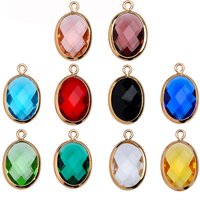 Peixin 6pcs/set Oval Crystal Glass Charm Pendant For Jewelry Making DIY Handmade Women Earrings Supplies Accessories Wholesale