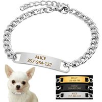 Customized Cat Chain Collar Free Engraved Puppy Kitten ID NamePlate Necklace Anti-lost Pet Collars For Small Dogs Cats Yorkshire