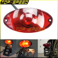 Red Lens Universal Cat Eye Custom Brake Stop Tail Lamps Taillight License Running Light Rear Lamp For Bobber Chopper Cafe Racer