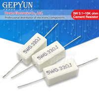 10pcs 5W cement resistance 0.1 ~ 10K 0.1R 0.5R 1R 10R 100R 0.22 0.33 0.5 1 2 5 8 10 15 20 25 30 100 ohm power resistance