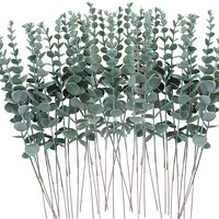 10Pcs Artificial Eucalyptus Leave Greenery Stems with Frost Home RoomWedding Party Decora Outdoor Flower Wall Wreath Accessories