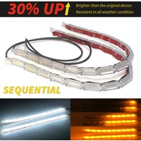 2 pièces blanc ambre bande LED Flexible LED DRL feux de jour étanche séquentiel lumière du jour rouge frein clignotants