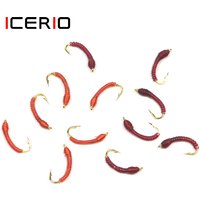 ICERIO 6PCS Classic Trout Nymph Midge Larva Tying Hook Trout Fishing Fly Lure Bait #14