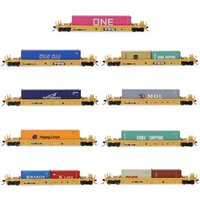Evemodel Model Railway HO Scale 1:87 40ft Well Car with Container 20' 40' Shipping Cargo Box Lot C8749