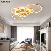 Plafonniers au Design rond moderne pour salon chambre or blanc café peint cercle anneaux luminaires Luminaire