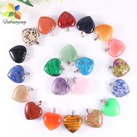 12pcs Natural Stone Quartz Rose Crystal Turquoise Opal Heart Pendants 16mm DIY Jewelry Making Necklace Accessories Charms Craft