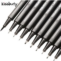 10Pcs/set Pigment Liner Micron Ink Marker Pen Based Brush Markers Different Tip Black Fineliner Sketching Drawing Pens Stationer