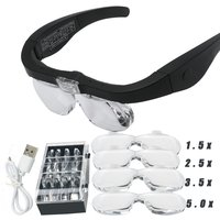 Magnifying Glasses Magnifier1.5X 2.5X 3.5X 5.0X USB Rechargeable With LED Light For Reading Jewelers Watchmaker Repair Wearing